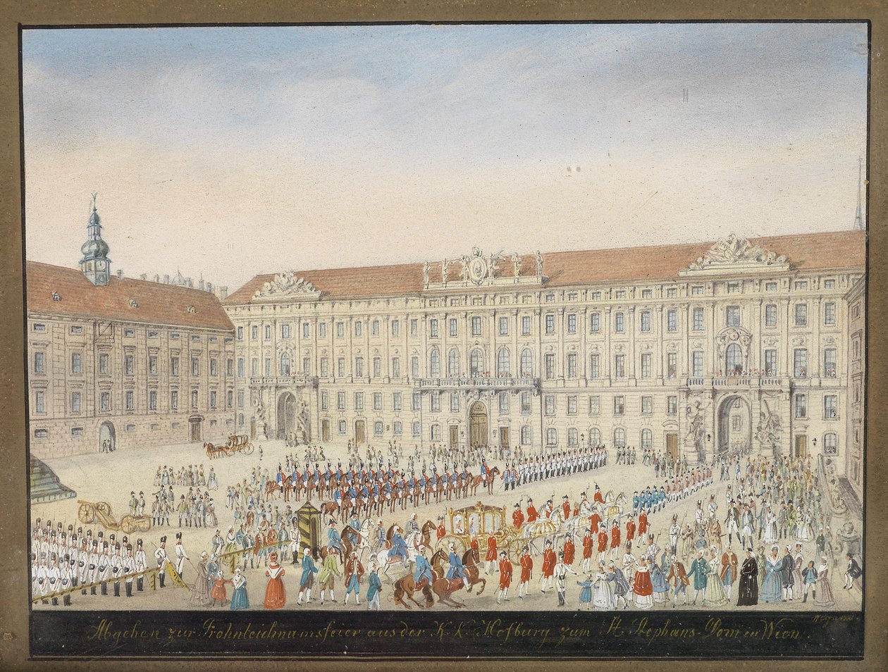 Abgehen zur Fronleichnahmsfeier aus der k. k. Hofburg zum St. Stephansdom in Wien av Balthasar Wigand