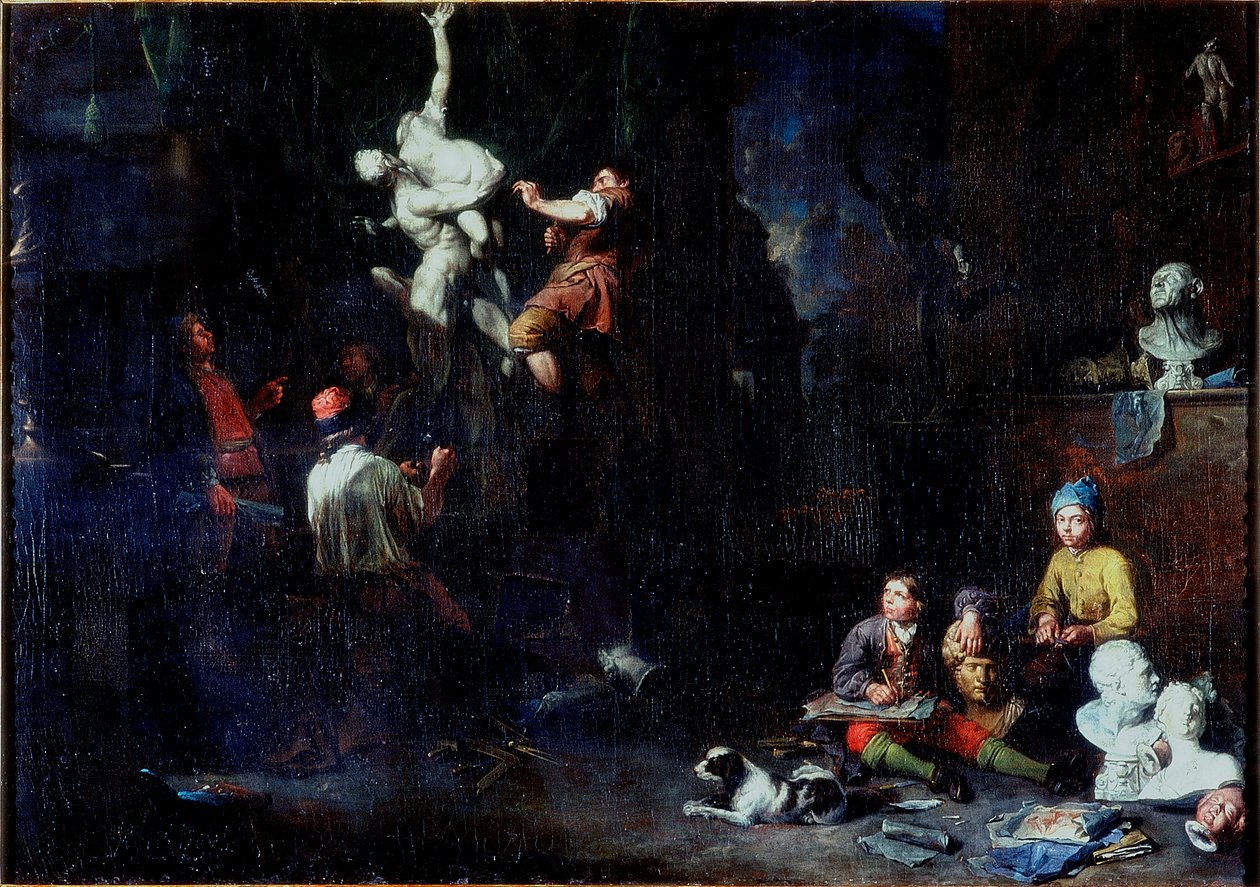 En skulptörs ateljé, 1706 av Balthasar van den Bossche