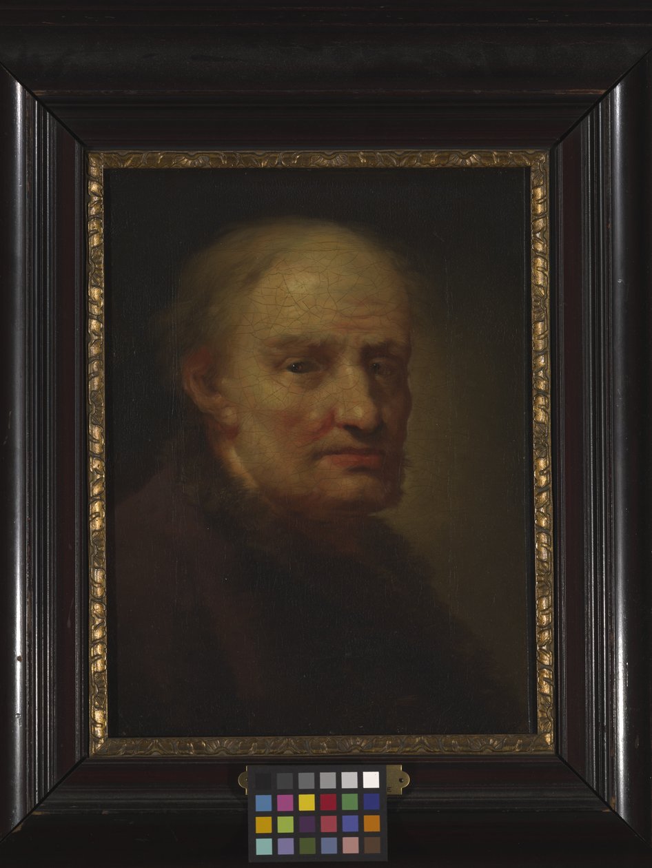 Huvud av en gammal man (olja på trä) av Balthasar Denner