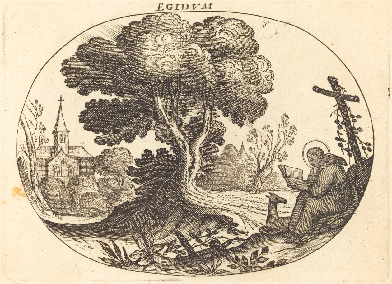 Saint Egidius och en Doe av Balthasar Moncornet