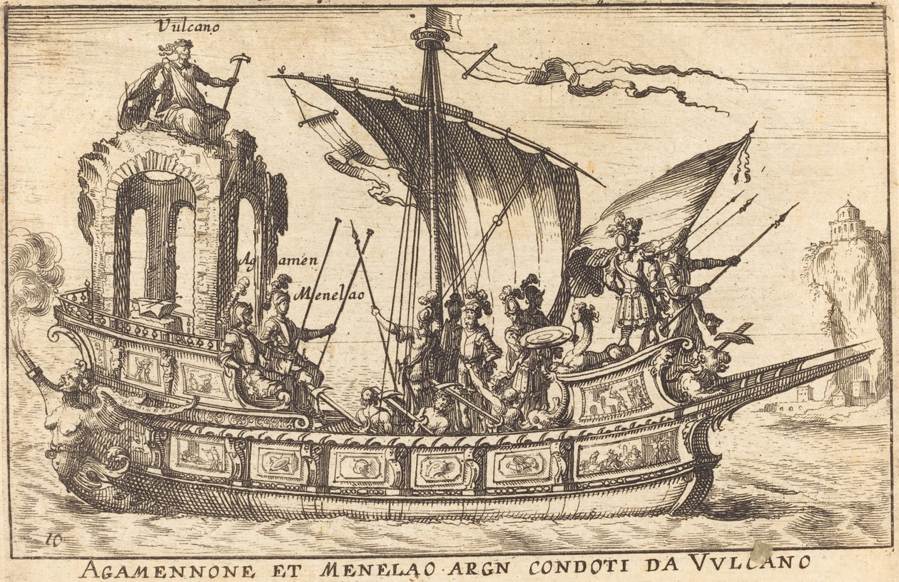 Agamemnon och Menelaos var gifta med Vulcan av Balthasar Moncornet after Remigio Cantagallina