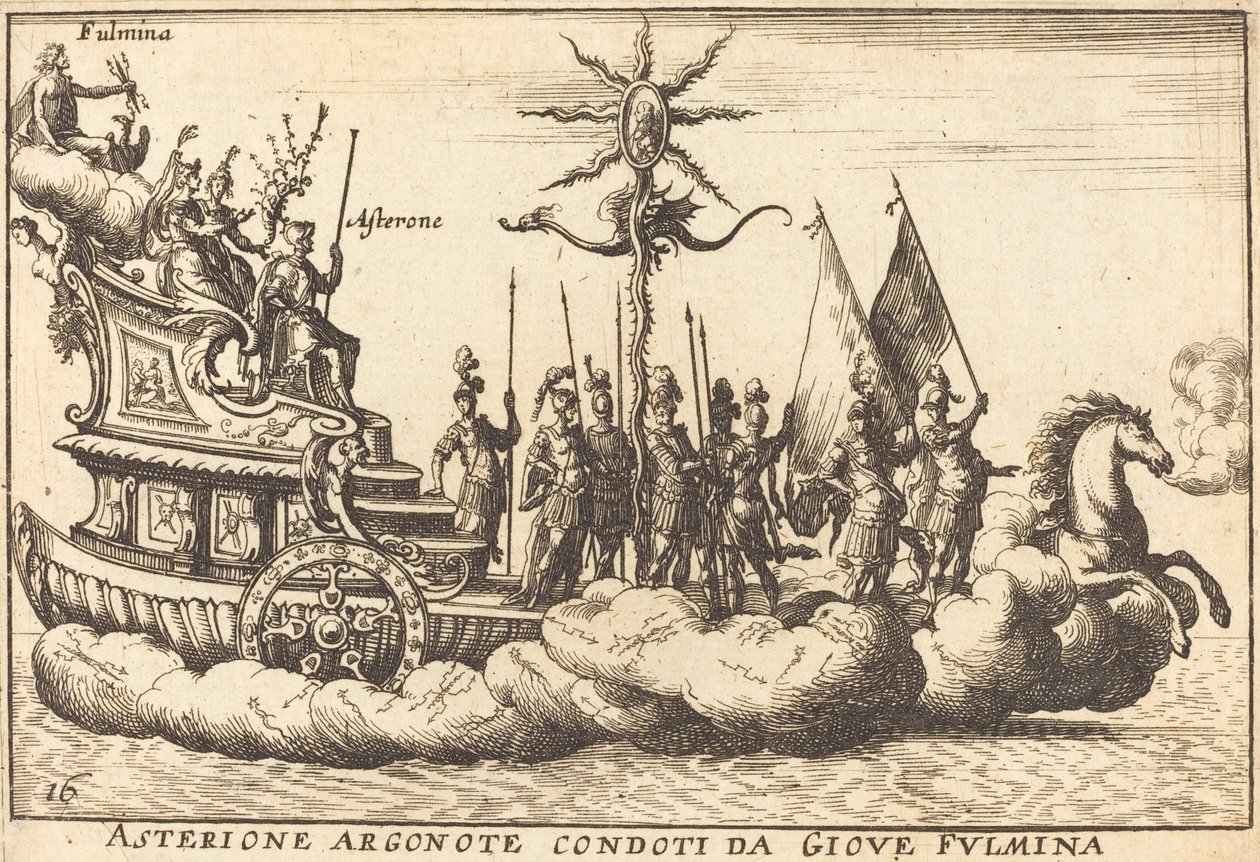 Asterion Argonote ledd av Jupiter Fulmina av Balthasar Moncornet after Remigio Cantagallina
