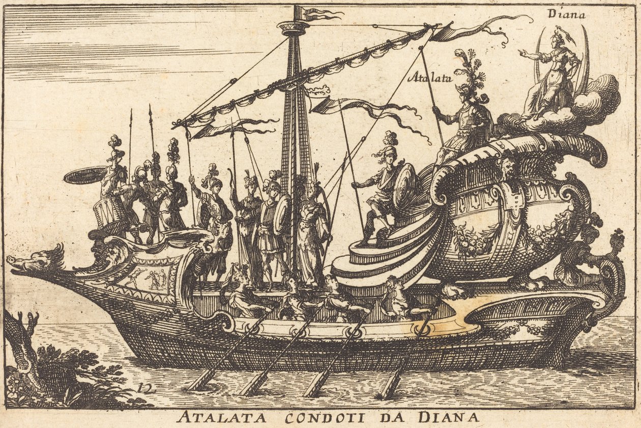 Atalanta ledd av Diana av Balthasar Moncornet after Remigio Cantagallina