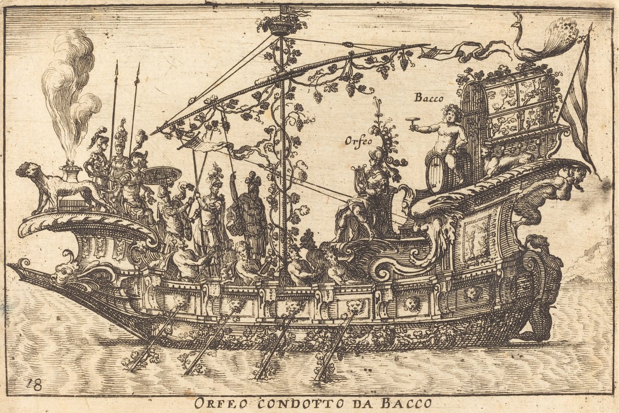 Orfeus ledd av Bacchus av Balthasar Moncornet after Remigio Cantagallina