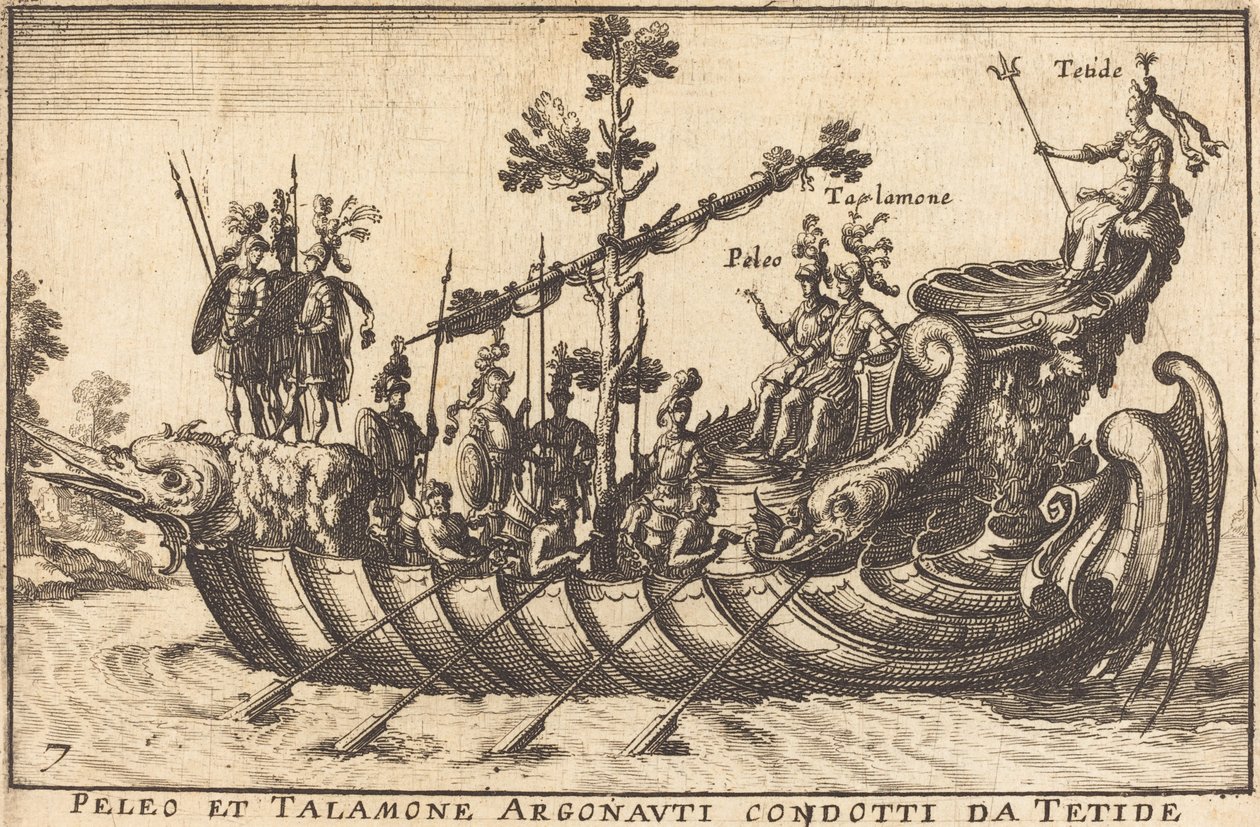 Peleus och Talamone Argonauter ledda av Thetis av Balthasar Moncornet after Remigio Cantagallina