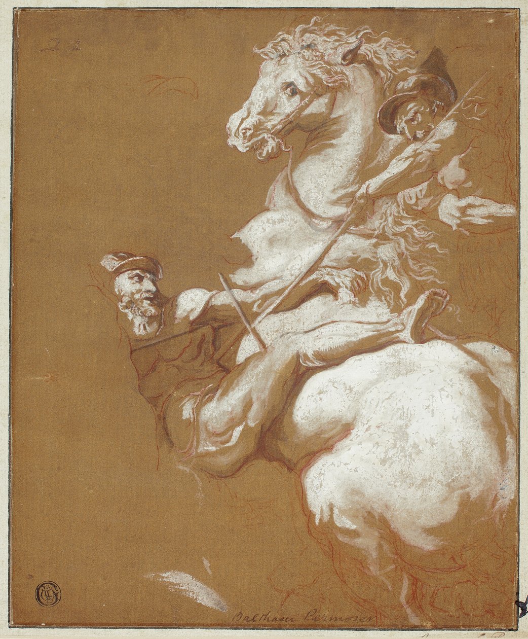 Strid mellan ryttare och fotsoldat av Balthasar Permoser