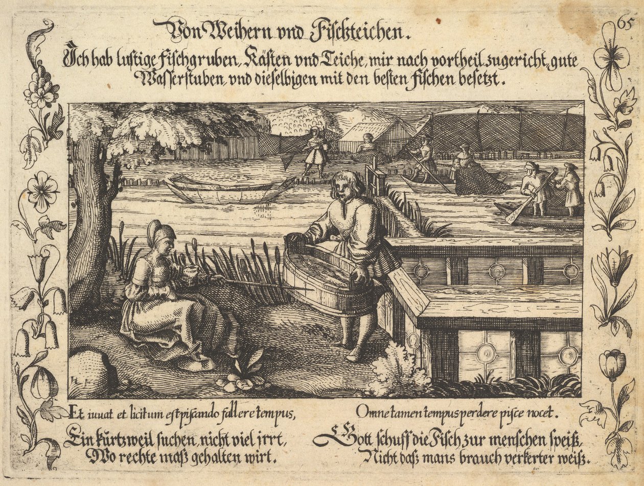 Av dammar och fiskdammar, illustration från Petrarch, Glück und Unglück Spiegel, figur..., 1652. av Balthasar Schwan