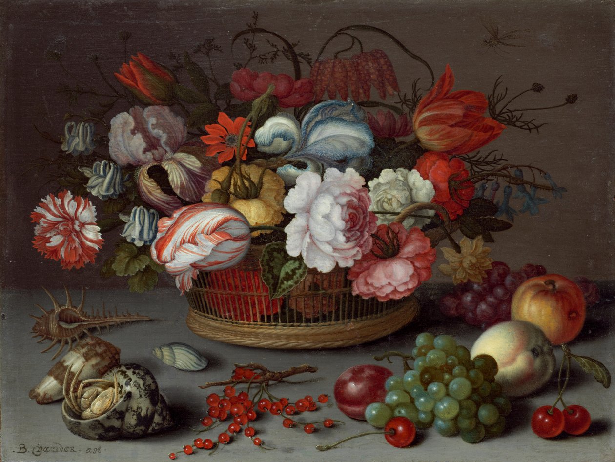 Korg med blommor av Balthasar van der Ast