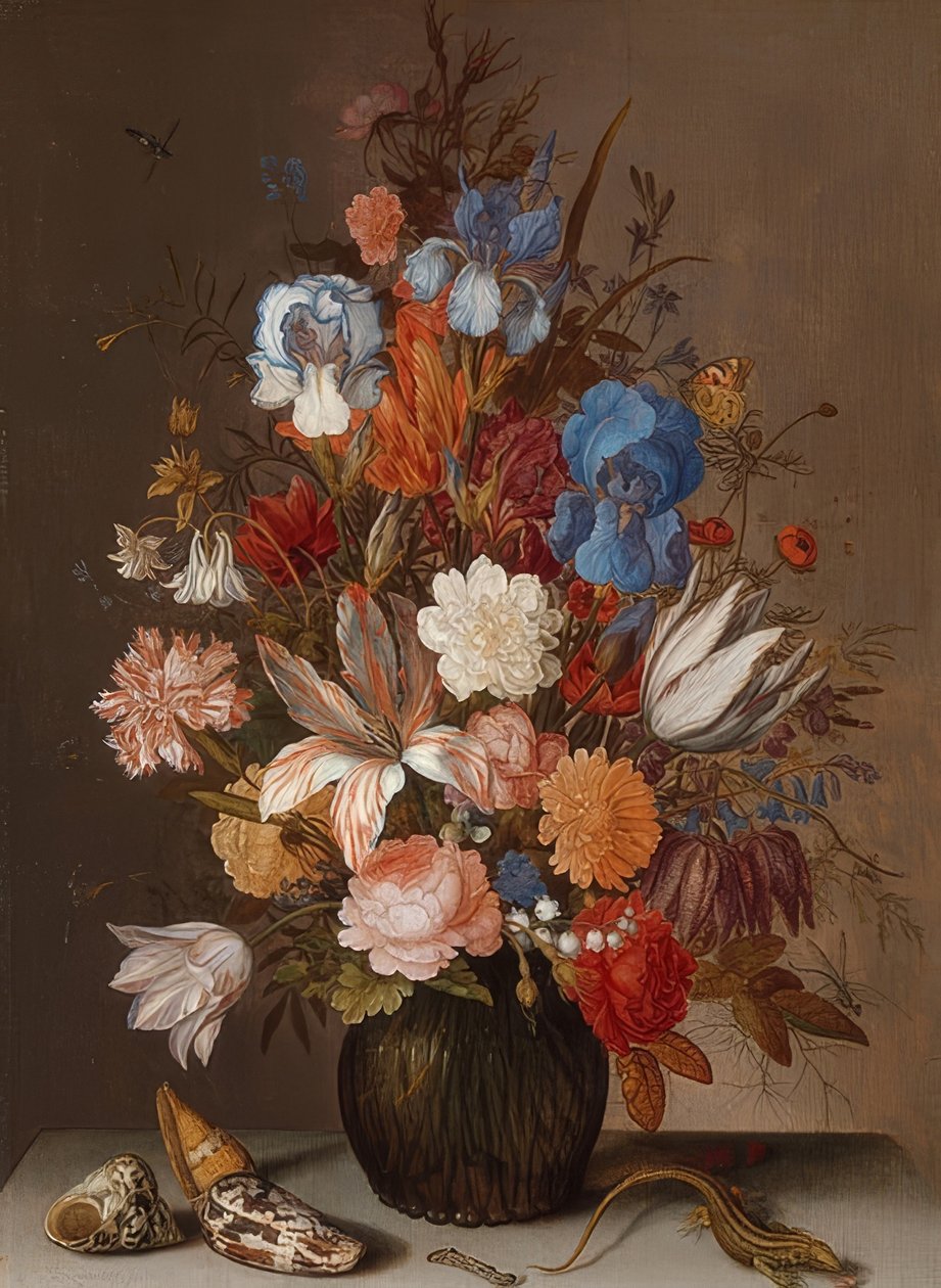 Stilleben med blommor. Omkring 1625-30 av Balthasar van der Ast