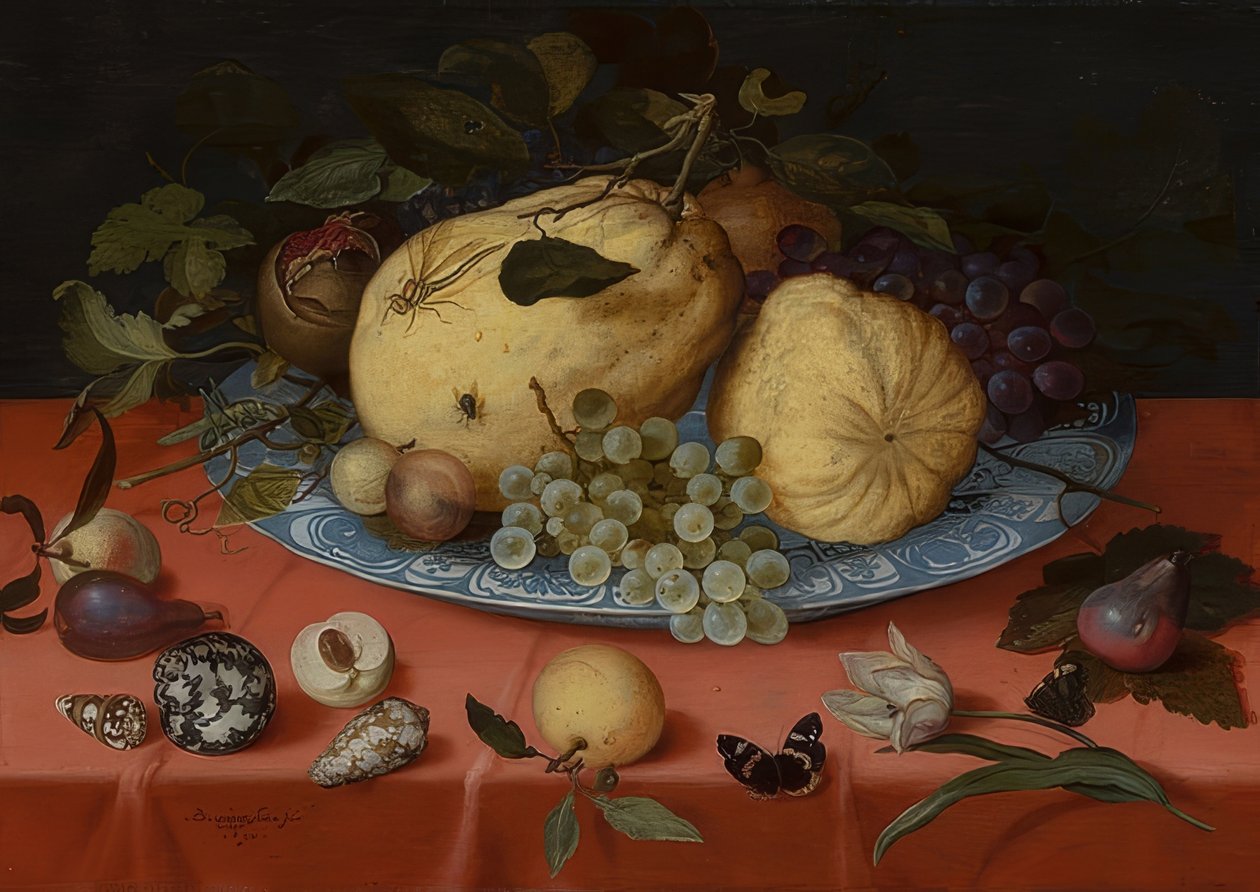 Fruktstilleben med snäckskal och tulpan. 1620 av Balthasar van der Ast