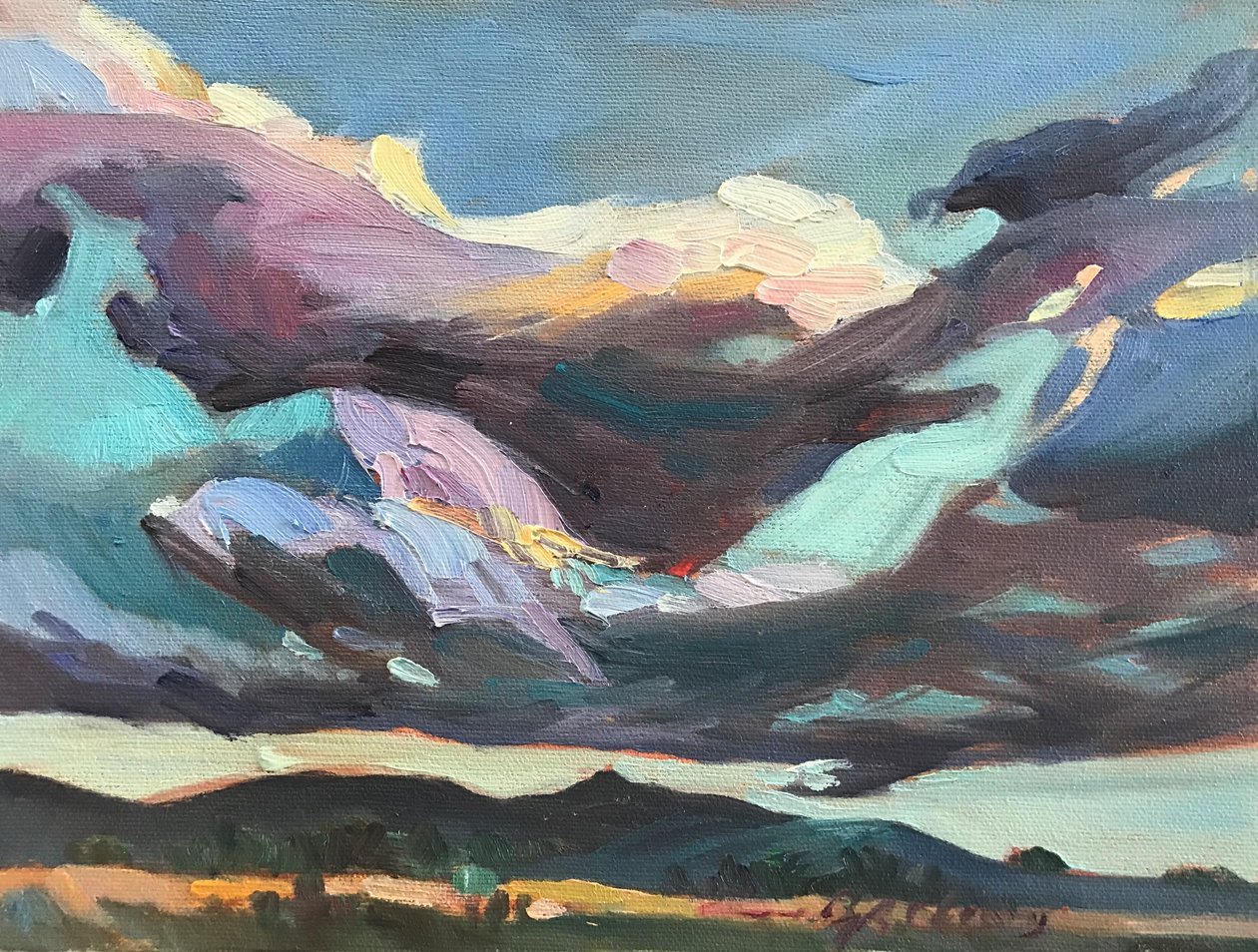 Dark Sky New Mexico, ca 1980-2000 (olja på duk) av Barbara Cleary