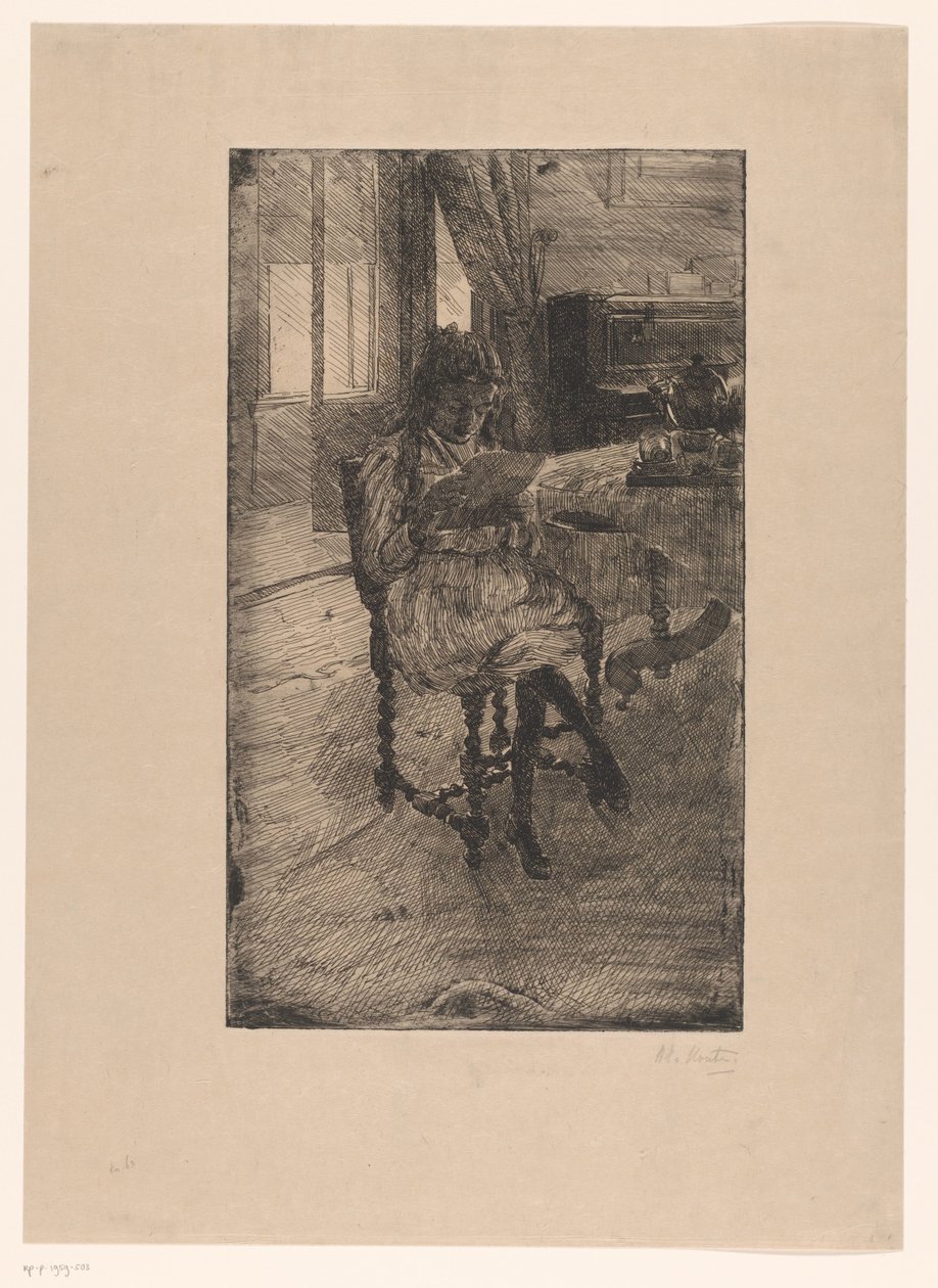 Ung kvinna som läser av Barbara Elisabeth van Houten (signed by artist)