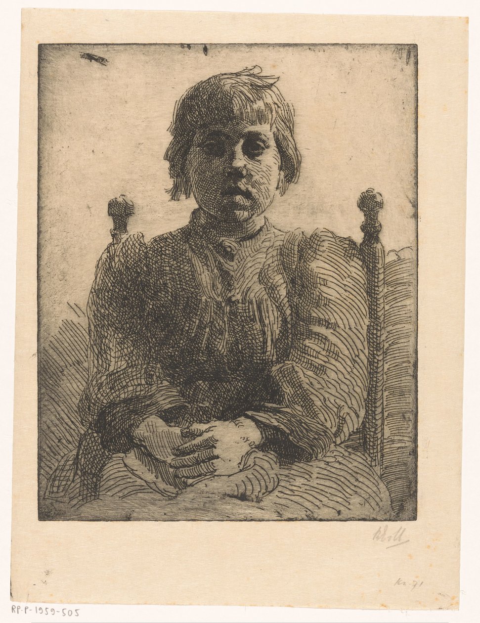 Porträtt av en okänd flicka av Barbara Elisabeth van Houten (signed by artist)