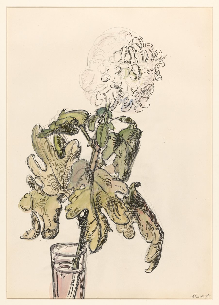 Blommande krysantemum, i en vas av Barbara Elisabeth van Houten