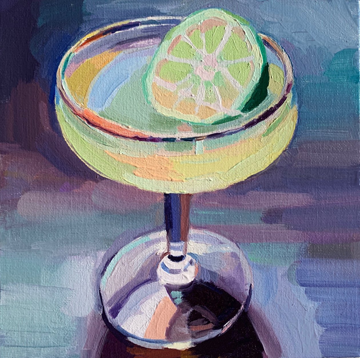 Cocktail 5, 2019 (olja ombord) av Barbara Hoogeweegen