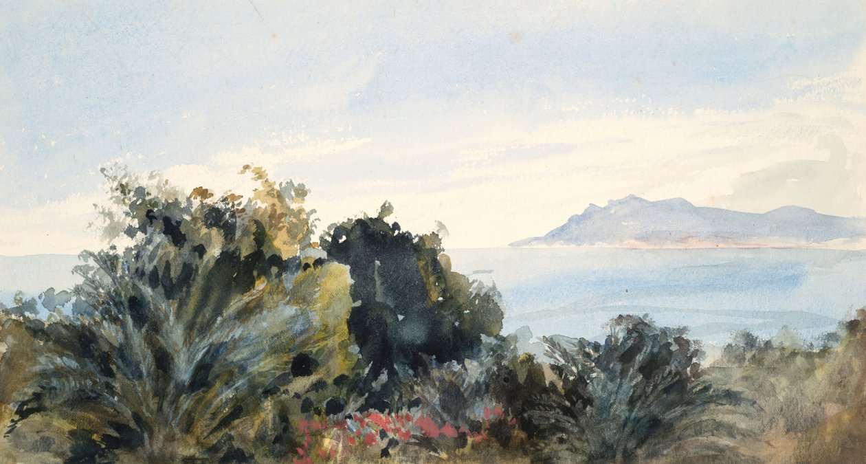 Landskap med vatten (akvarell på vävt papper) av Barbara Leigh Smith Bodichon