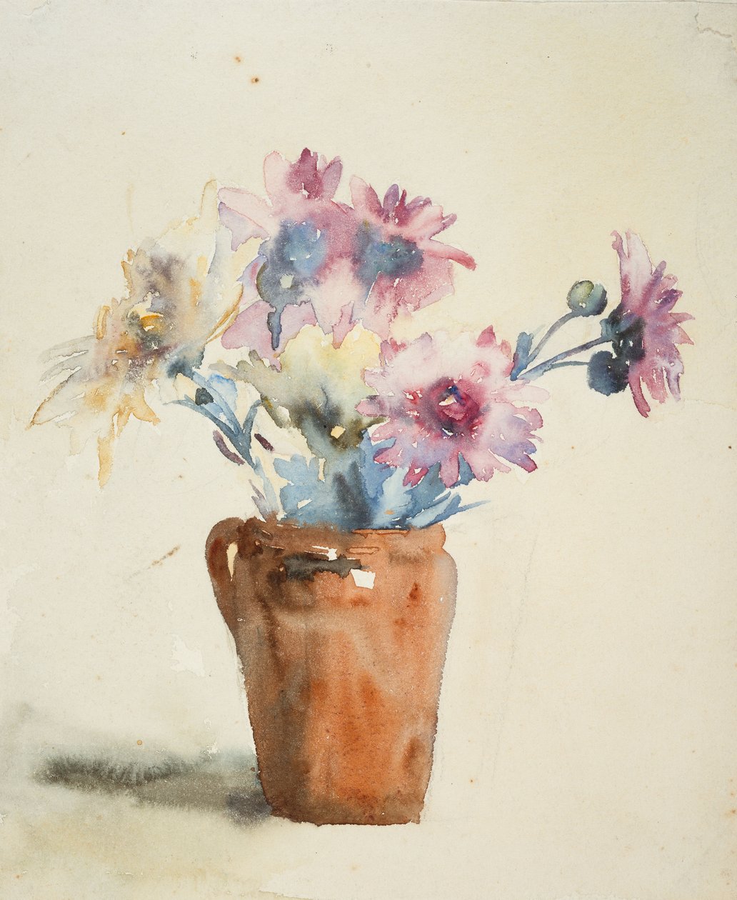 Rosa blommor i vas (akvarell på papper) av Barbara Leigh Smith Bodichon