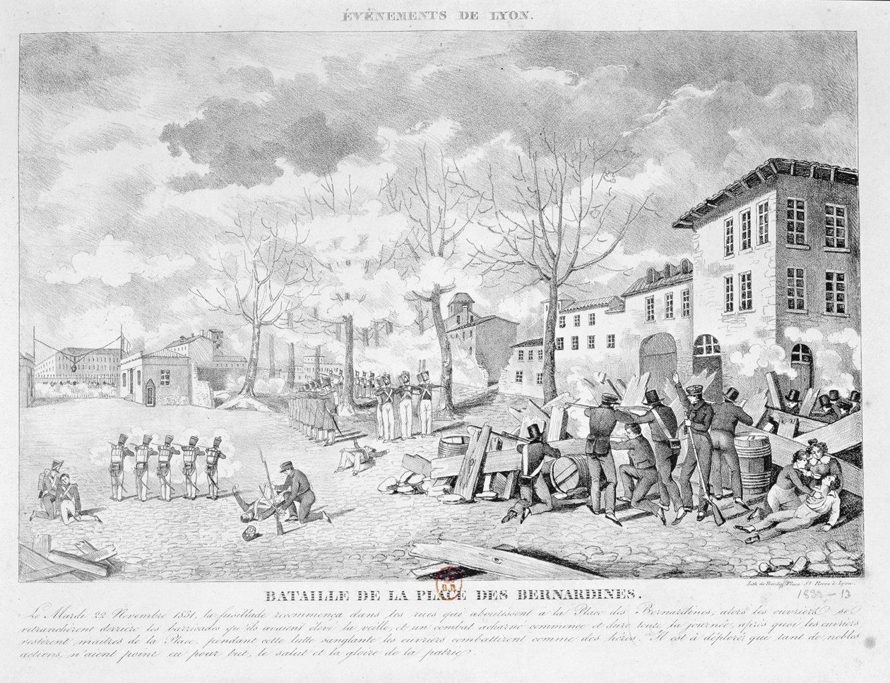 Silkesarbetarnas revolt i Lyon, 22 november 1831, 1832 av Bardoz