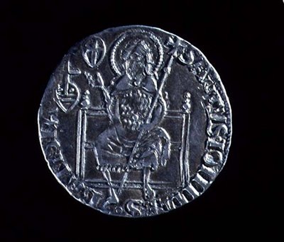 Baksidan av en stor gulf föreställande Johannes Döparen, präglad 1376 (silver) (för framsidan se 119193) av Barduccio di Chierichino