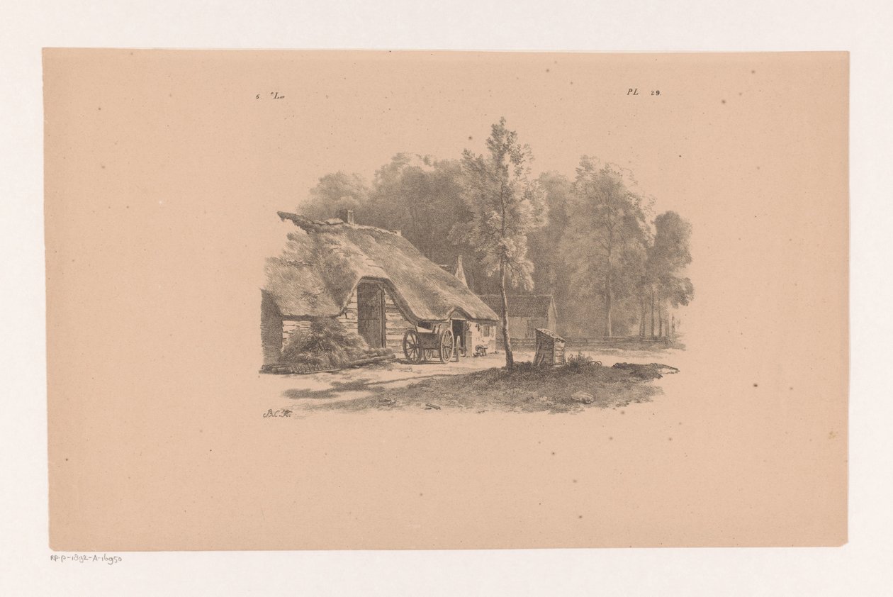 Bondgård med vagn Landskapsstudier sjätte delen (serietitel) av Barend Cornelis Koekkoek