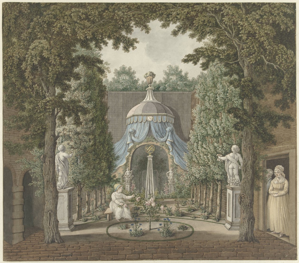 Teaterscen i en stadsträdgård av Barend Hendrik Thier