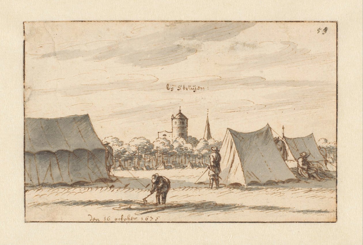 Läger för armén av Willem III nära Sint-Truiden, Limburg av Barend Klotz (attributed to)