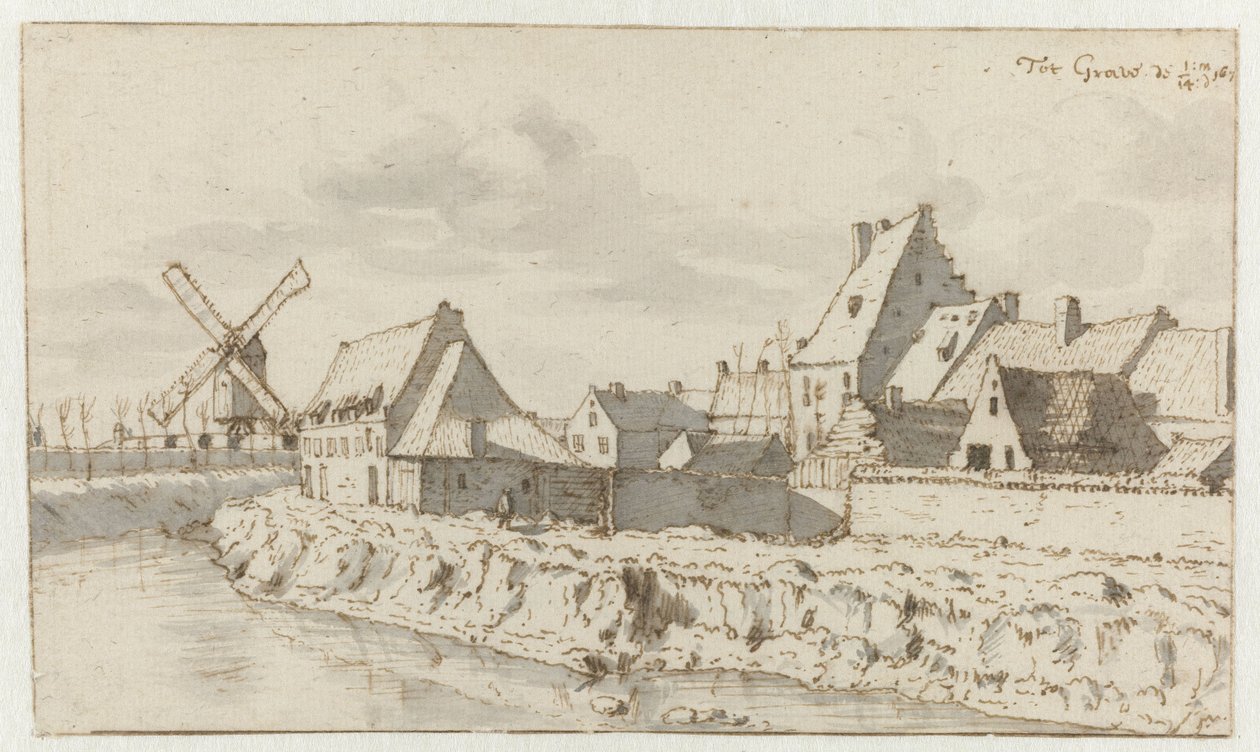 Utsikt över Grave, Norra Brabant av Barend Klotz (attributed to)