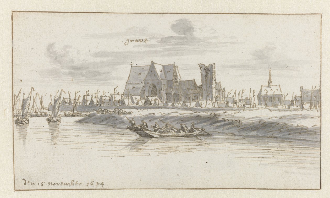 Utsikt över Grave, Norra Brabant av Barend Klotz (attributed to)