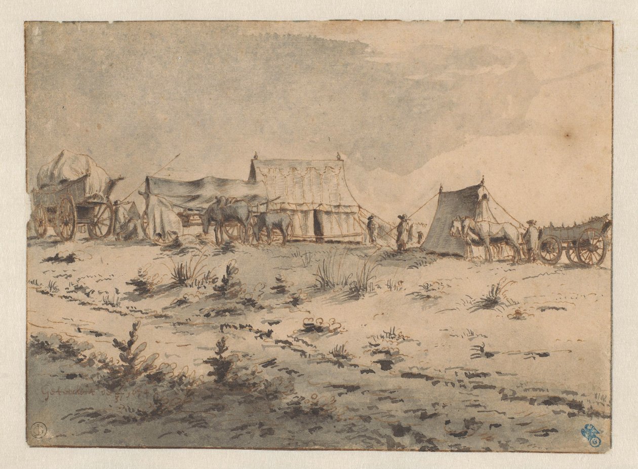 Utsikt över en armébas av Barend Klotz (attributed to)