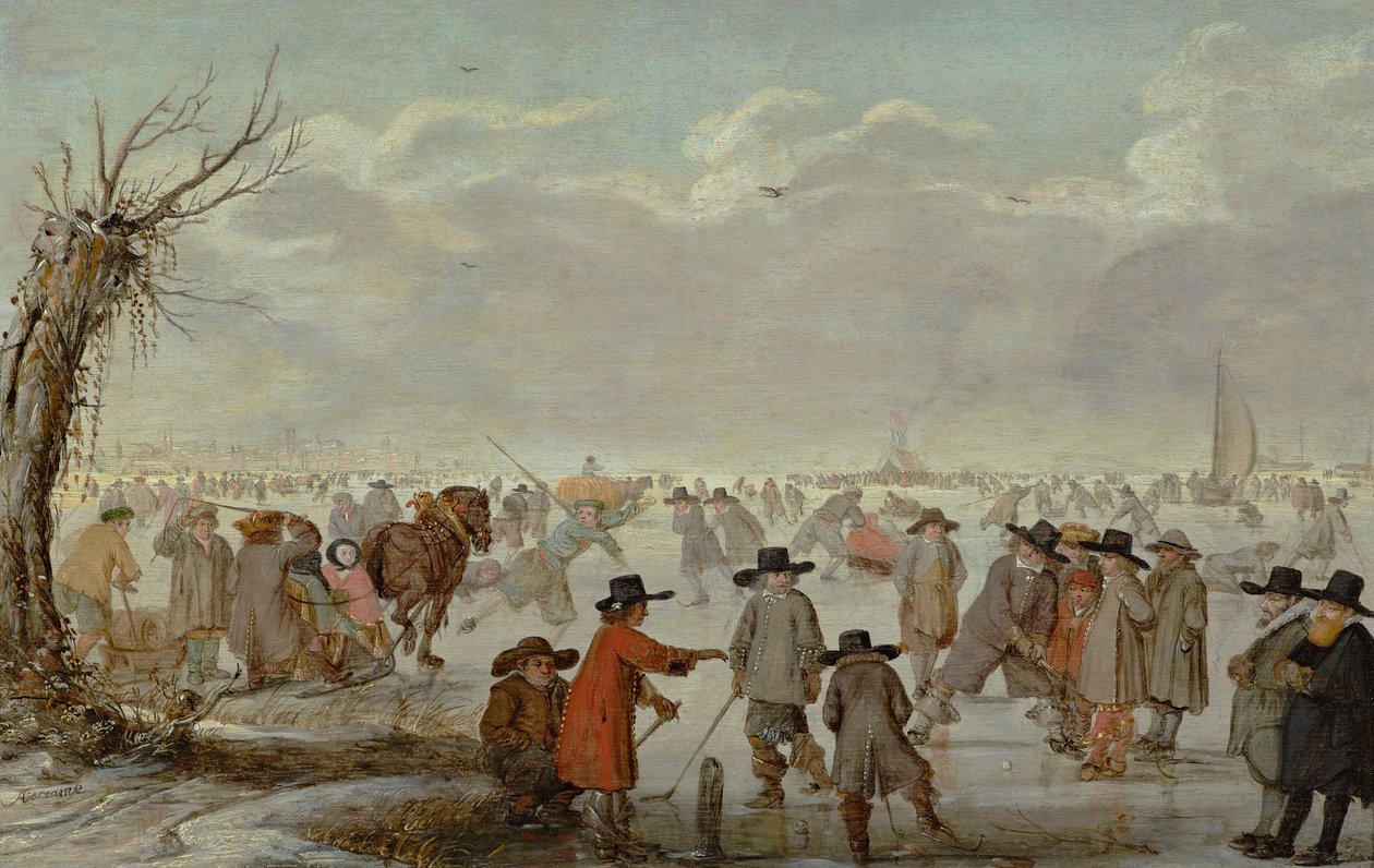 Spel på isen 1654 (olja på pannå) av Barent Avercamp