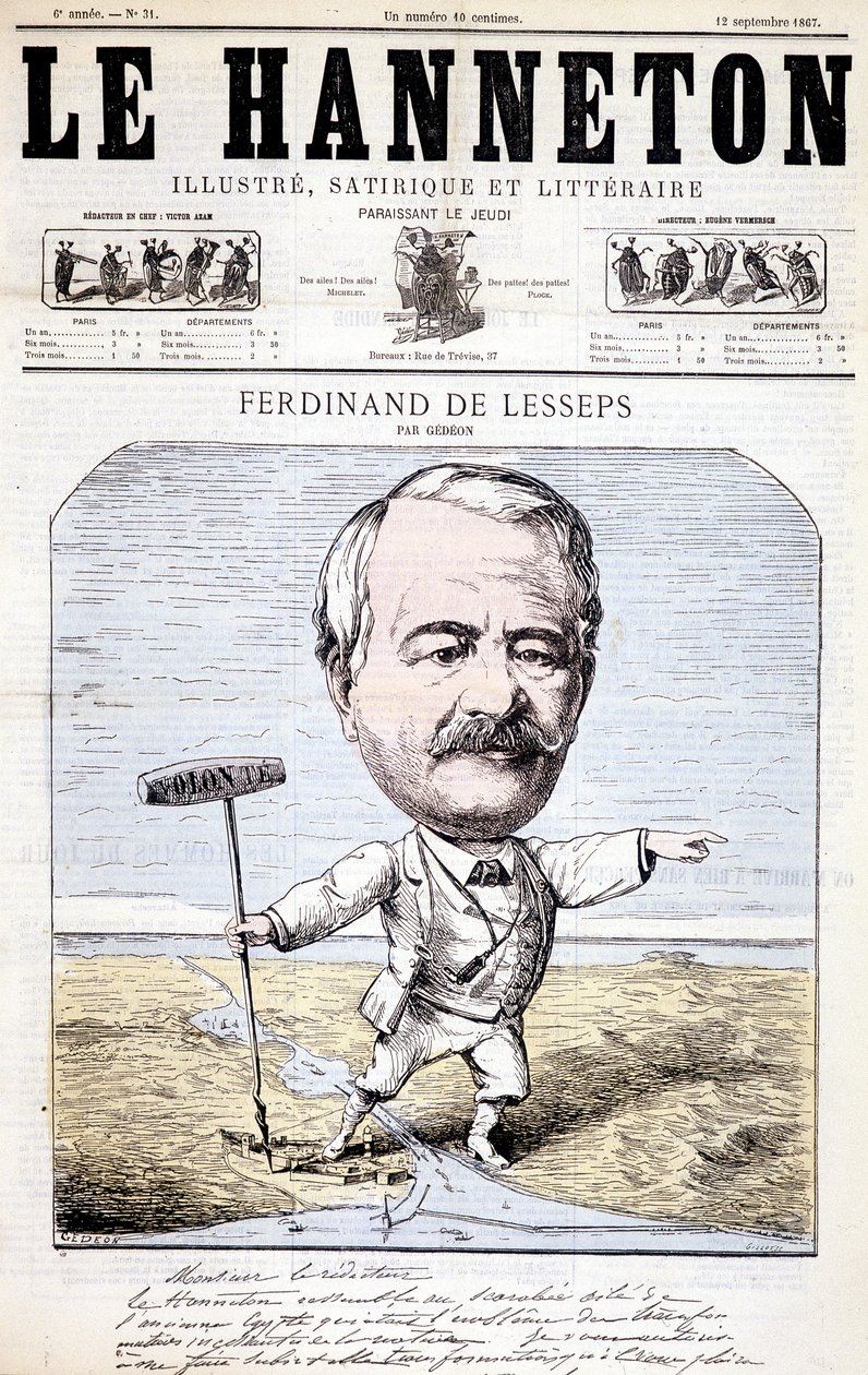 Ferdinand de Lesseps - av Gédéon, i "" Le Hanneton "" av 1867-09-12 av Baril Gedeon