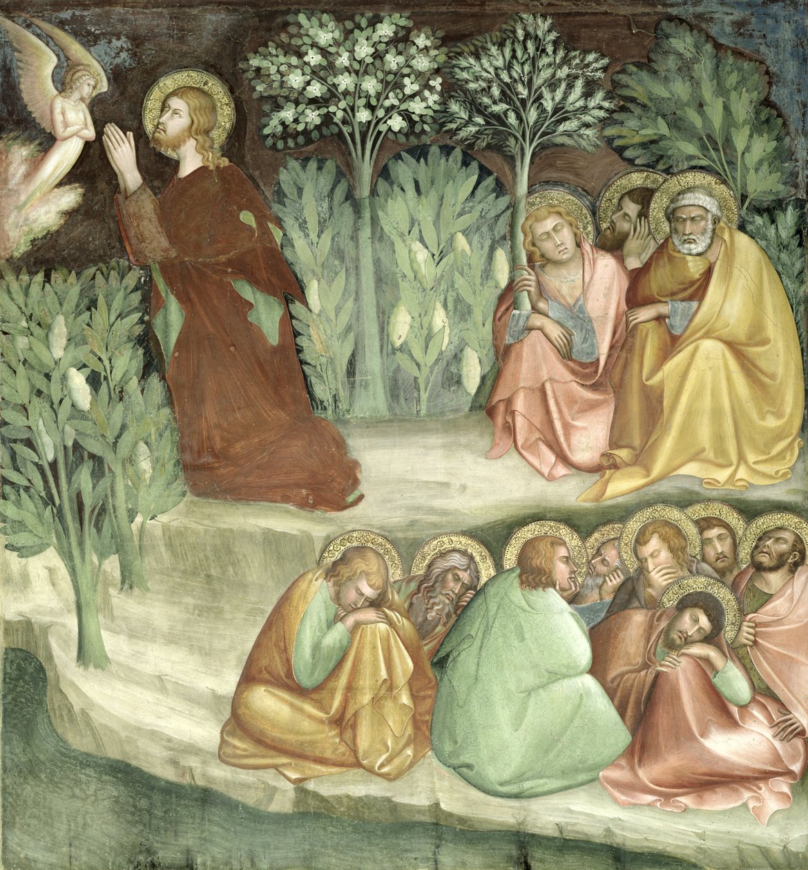 Kristus i Getsemane trädgård, från en serie scener i Nya testamentet av Barna da Siena