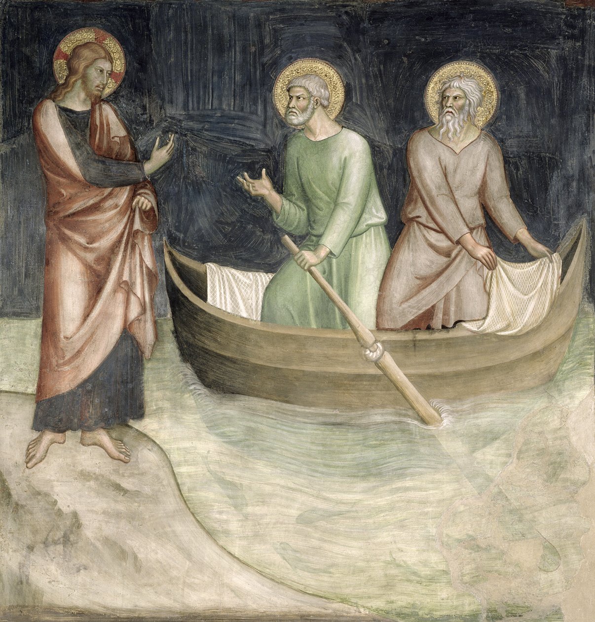 The Calling of St. Peter, från en serie scener i Nya testamentet av Barna da Siena
