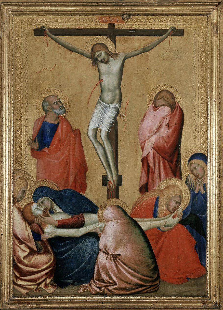 Korsfästelsen och klagan av Barna da Siena