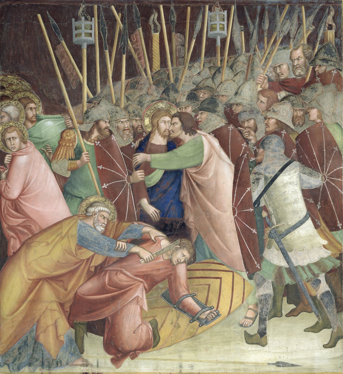The Kiss of Judas, från en serie scener i Nya testamentet av Barna da Siena
