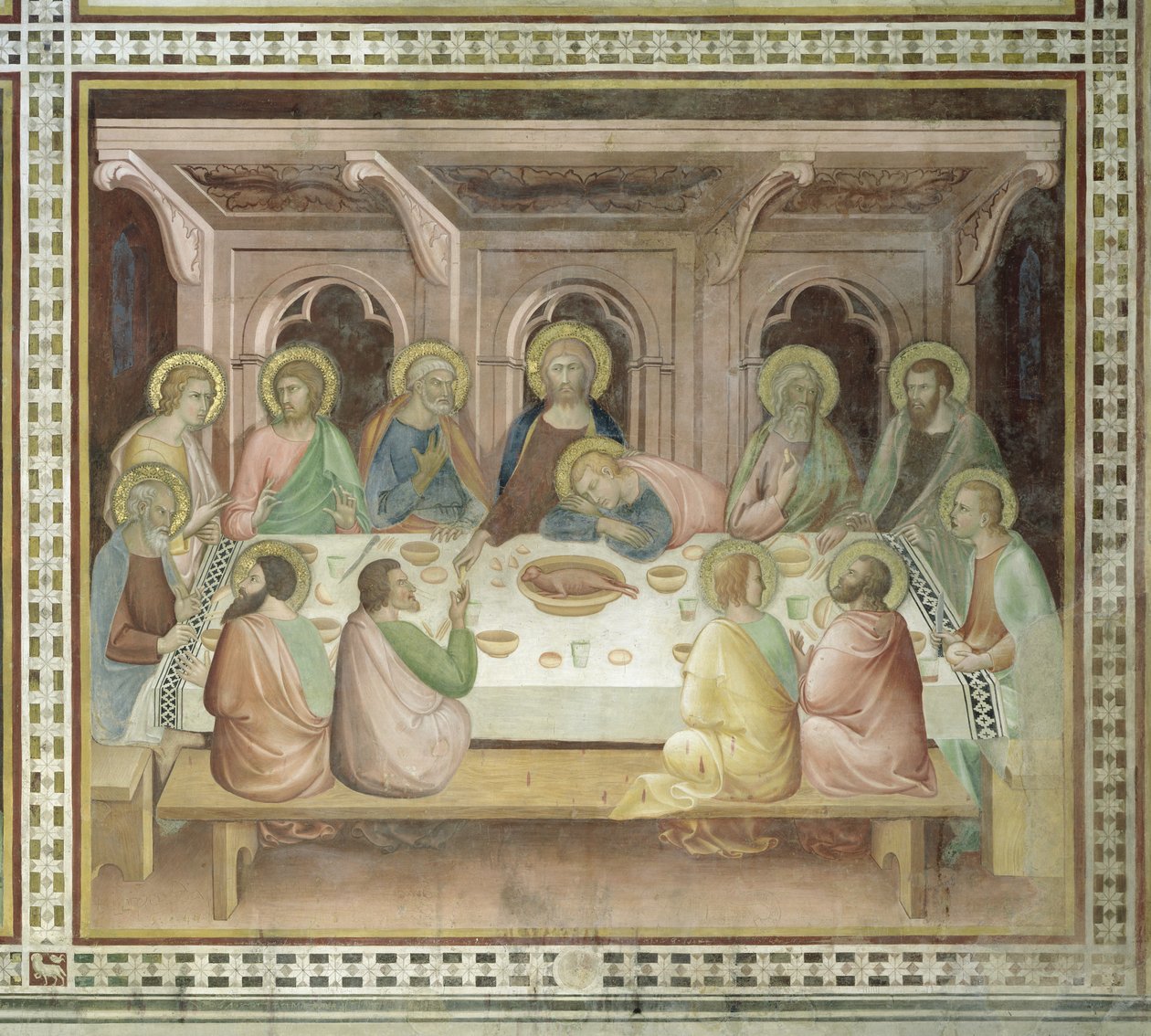 Den sista måltiden, från en serie scener i Nya testamentet av Barna da Siena
