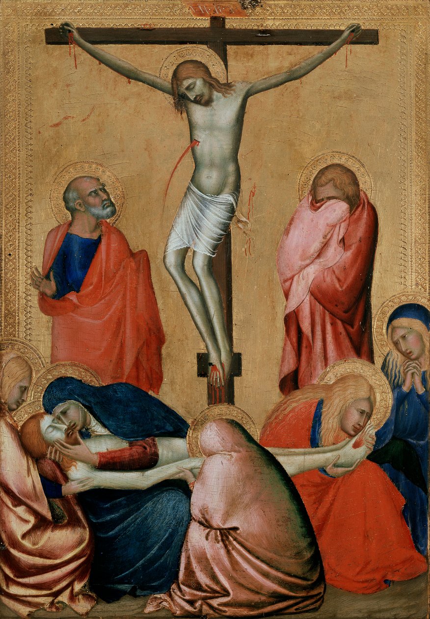 Korsfästelsen och klagan, 1300-talet av Barna da Siena