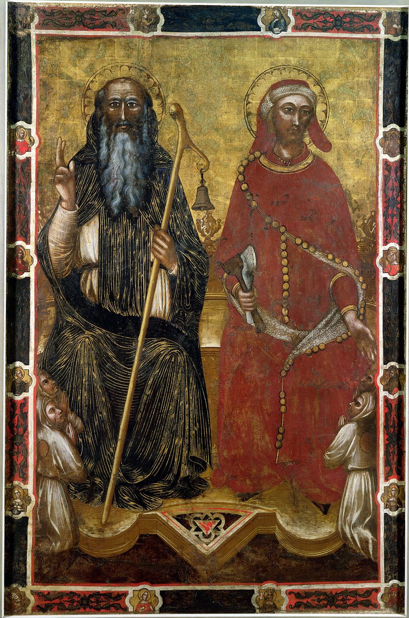 Saints Anthony Abbot och Eligius - Målad processionsbaner av Barnaba da Modena
