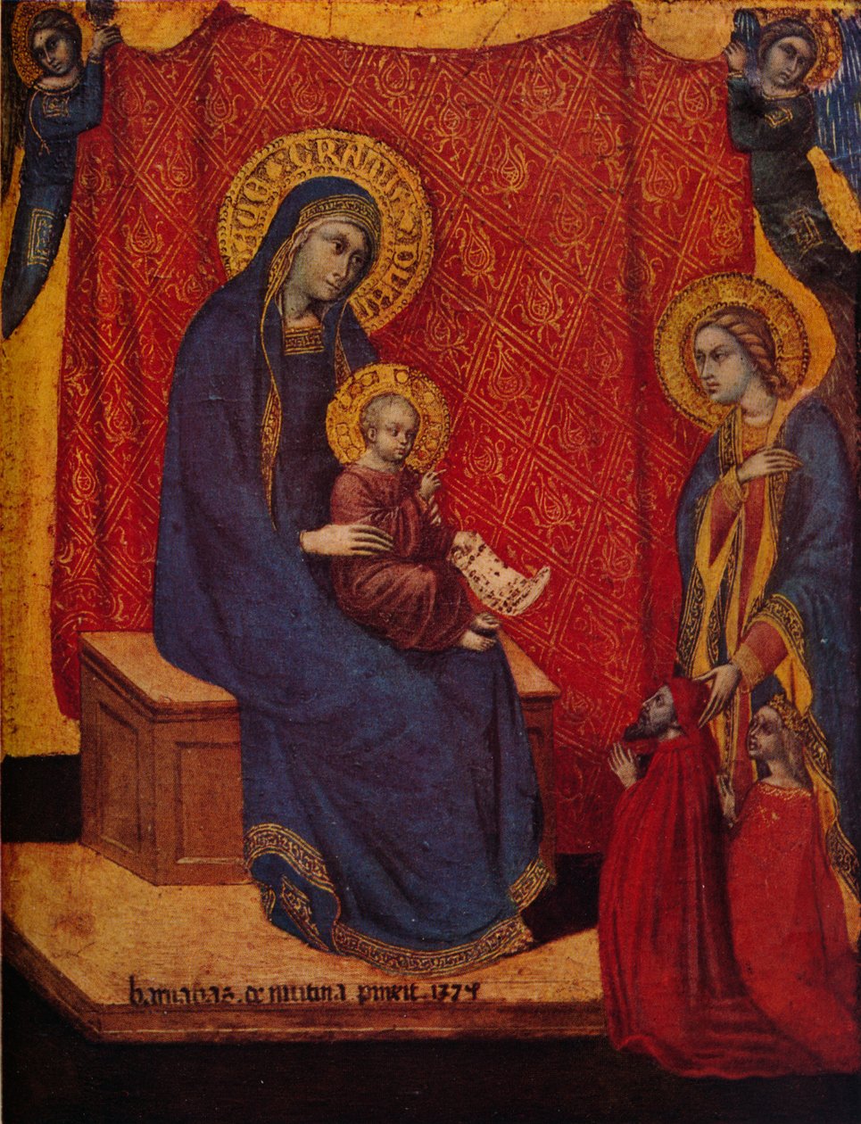 The Madonna Enthroned and Two Donors in Adoration, 1374 av Barnaba da Modena