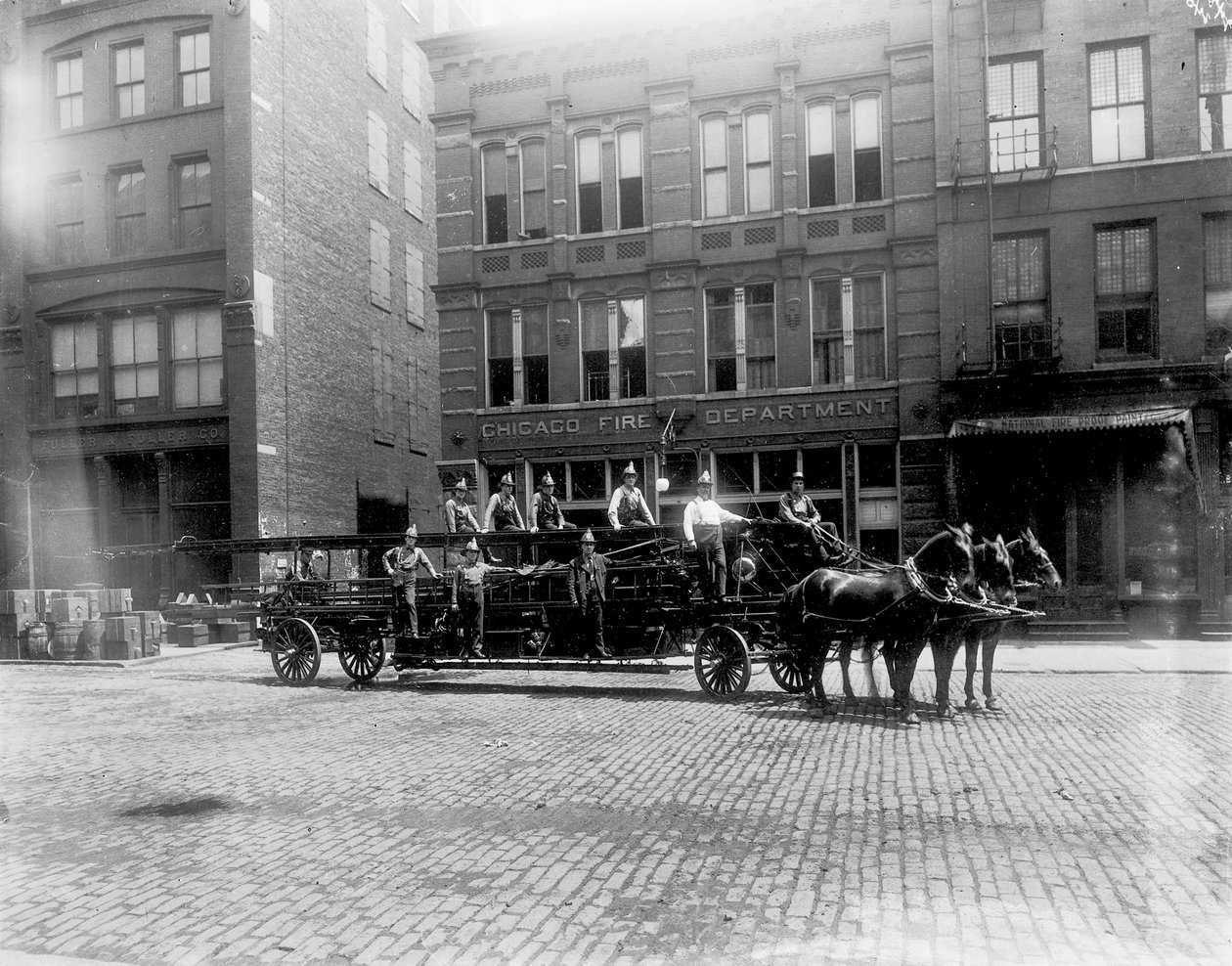 Chicago Fire Department Engine House No. 40, Chicago, Illinois, USA, ca 1905 (s/v foto) av Barnes and Crosby