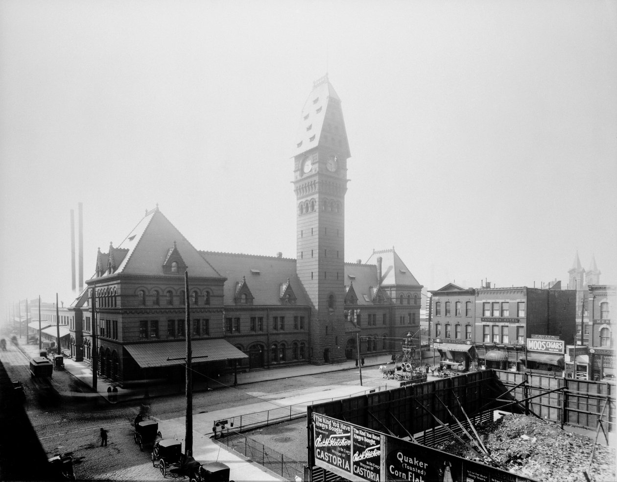 Dearborn Station, Chicago, Illinois, USA, ca 1883 (s/v foto) av Barnes and Crosby
