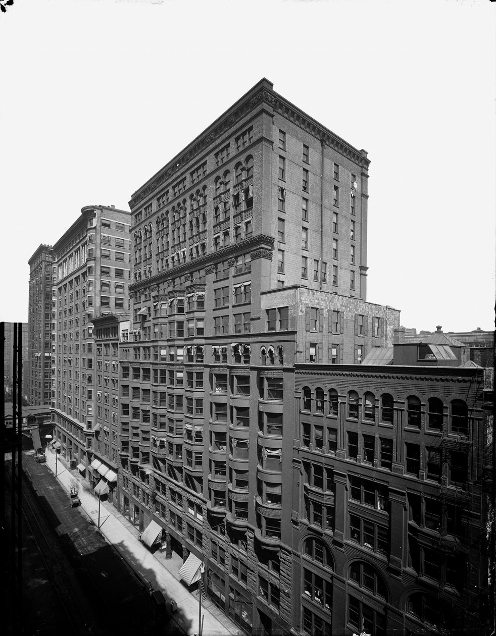 Dearborn Street norr om Congress, Chicago, Illinois, USA, ca 1905 (s/v foto) av Barnes and Crosby