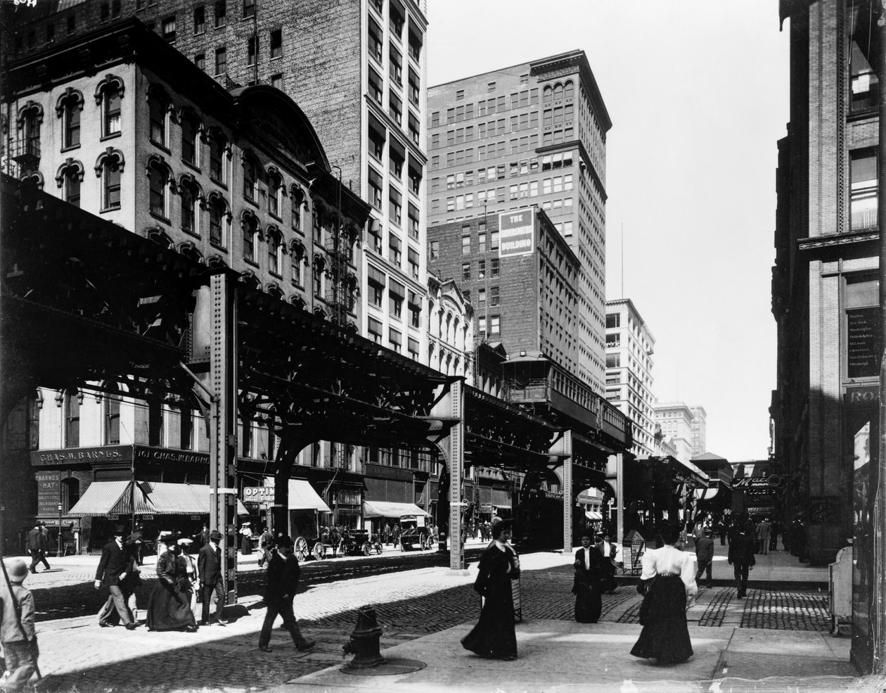 Förhöjda spår på Wabash Avenue, Chicago, Illinois, USA av Barnes and Crosby