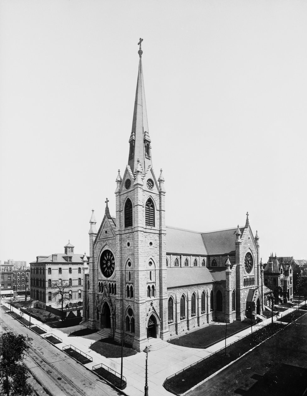 Holy Name Cathedral, Chicago, Illinois, USA, ca 1895 (s/v foto) av Barnes and Crosby