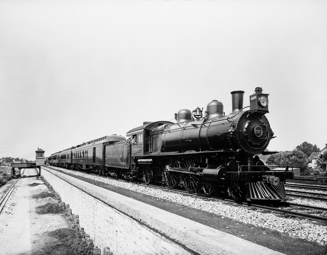Pennsylvania Limited train, Chicago, Illinois, USA, ca 1908 (s/v foto) av Barnes and Crosby