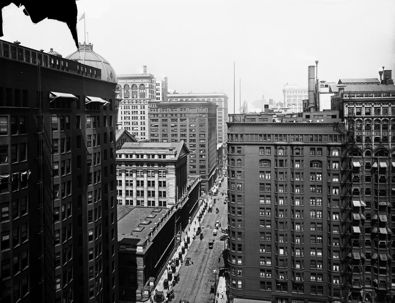 South Dearborn Street, Chicago, Illinois, USA, ca 1905 (s/v-foto) av Barnes and Crosby