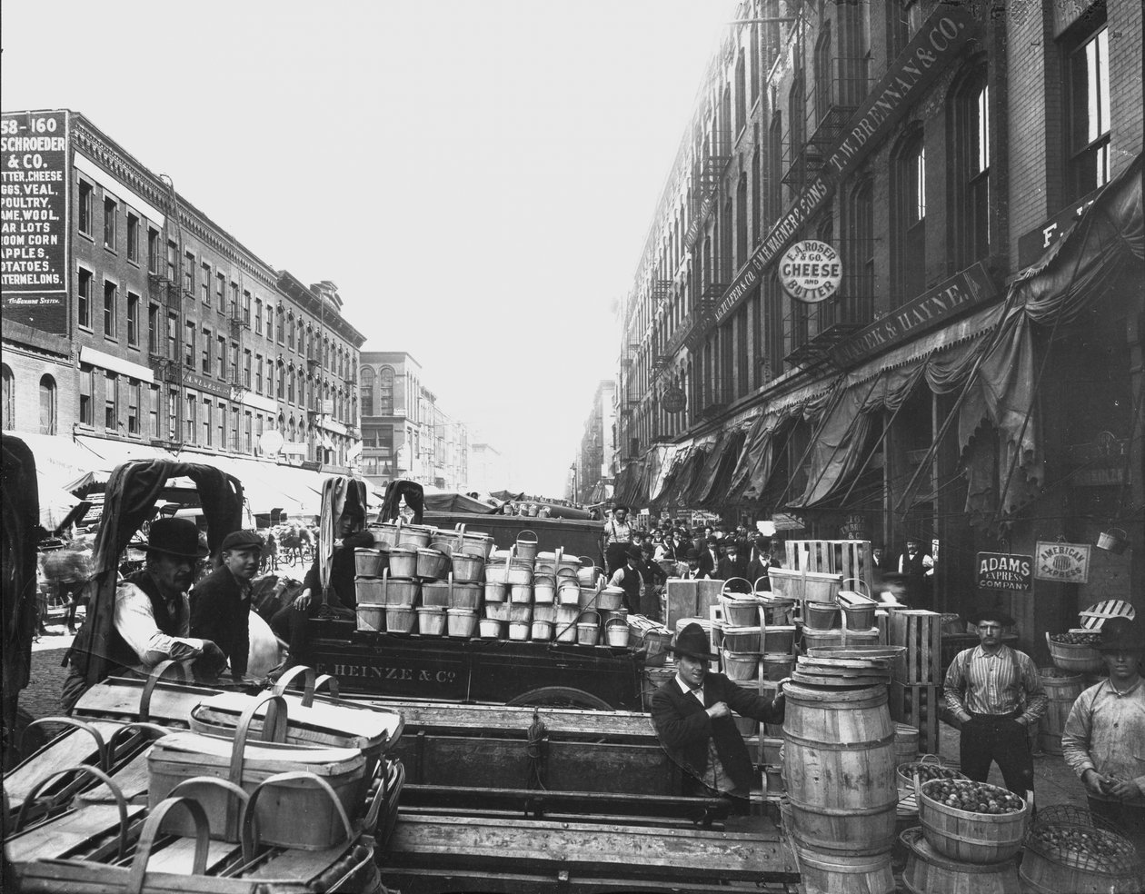 South Water Street Market, Chicago, Illinois, USA, ca 1905 (s/v foto) av Barnes and Crosby