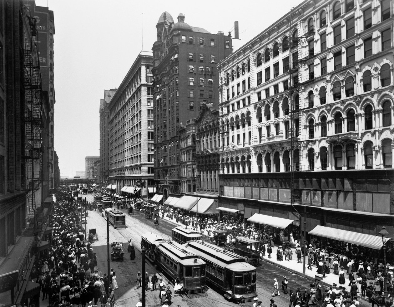 State Street, Chicago, Illinois, USA, ca 1907 (s/v foto) av Barnes and Crosby