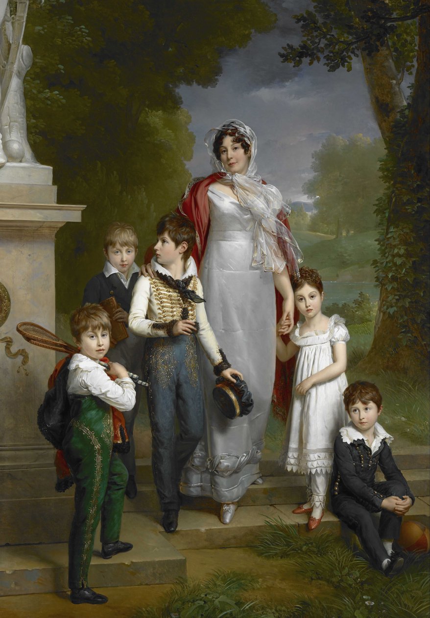 Porträtt av Louise-Antoinette-Scholastique Guéhéneuc, Madame la Maréchale Lannes, Duchesse de Montebello, med sina barn av Baron François Pascal Simon Gérard