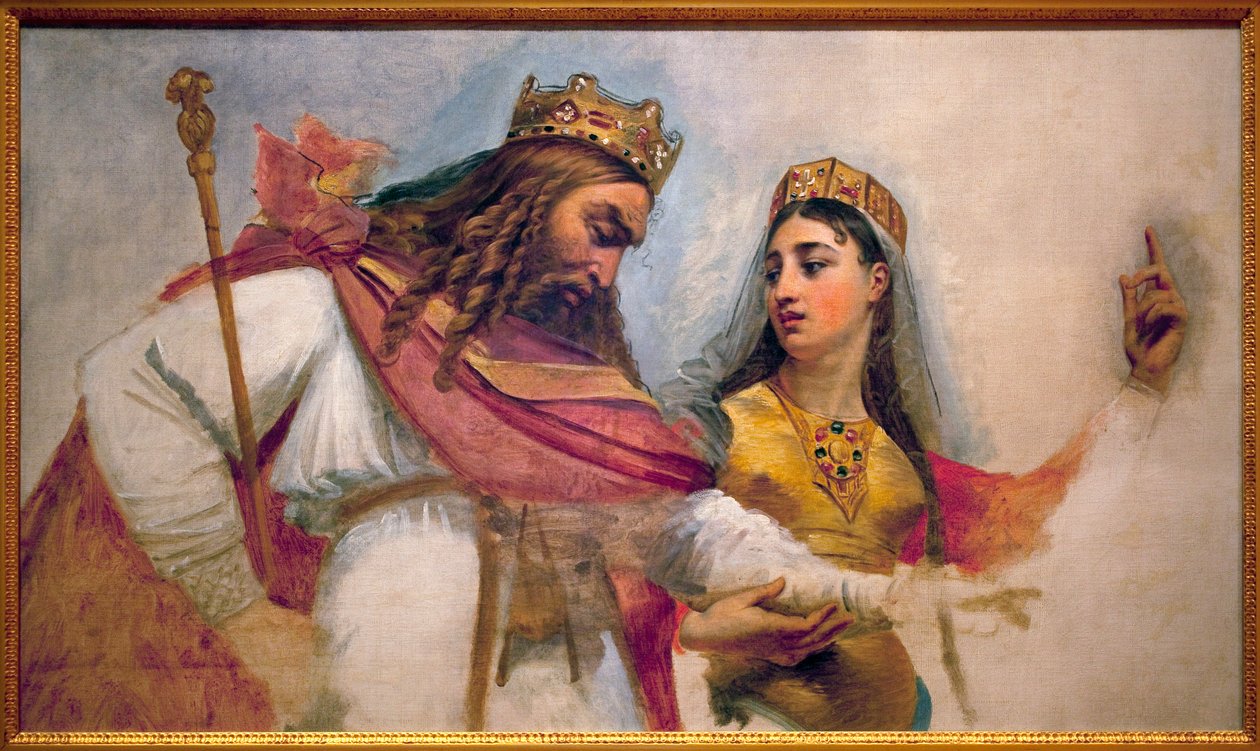 Clovis och Clothilde; Clovis I, kung av frankerna (466-511) och hans hustru Clothilde (St Clothilde) (475-545), som omvände honom till den katolska tron. av Baron Antoine Jean Gros